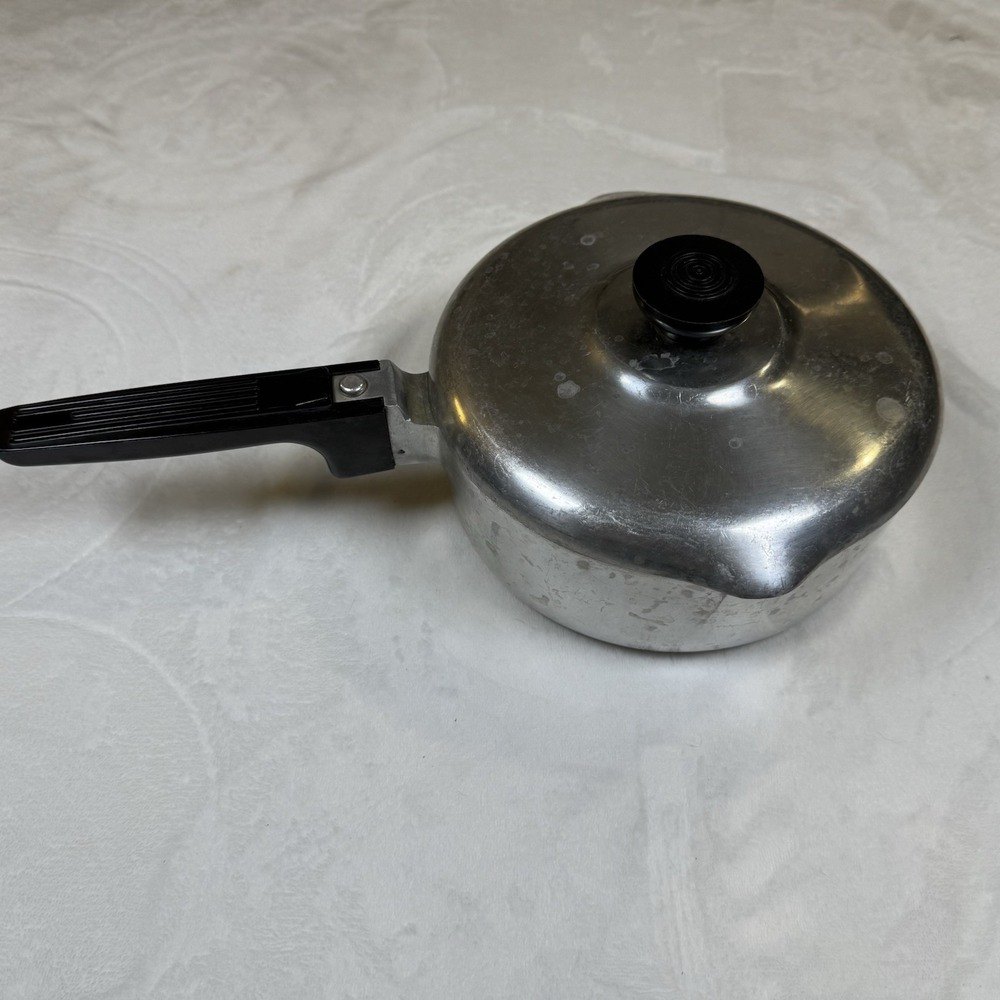 Vintage Magnalite GHC 2 QT Aluminum Saucepan Pot w Lid Double Spouts USA Made